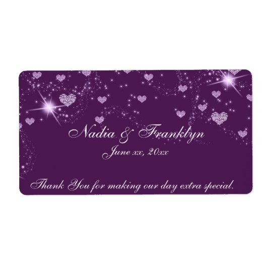 Mariage violet et blanc, Étiquette de vin Merci (Devant)