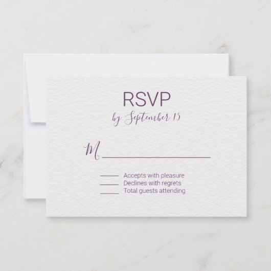 Mariage violet et blanc RSVP (Devant)