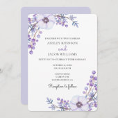 Mariage violet. Fleurs Lilac. Invitation florale (Devant / Derrière)