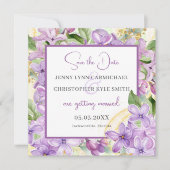 Mariage violet Lilac Enregistrer la date Carte pho (Devant)