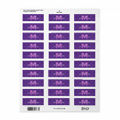 Mariage violet Monogram Étiquette de adresse V10 (Feuille entière)