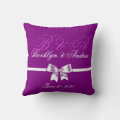 Mariage violet Monogramme Coussins avec Bow (Verso)