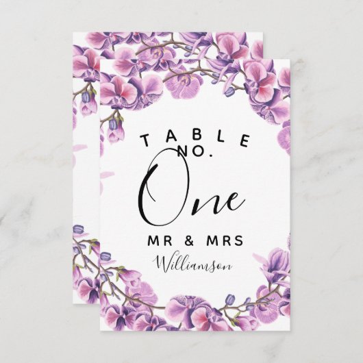 mariage violet Numéro de table partie/mariage (Devant / Derrière)