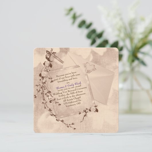 Mariage Vow Renewal invitation de style ancien  (Debout devant)