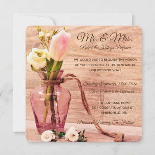 mariage Vow Renouvellement Invitation (Dos)