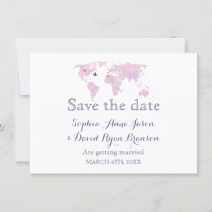 Mariage Voyage Aquarelle Carte du monde Enregistre