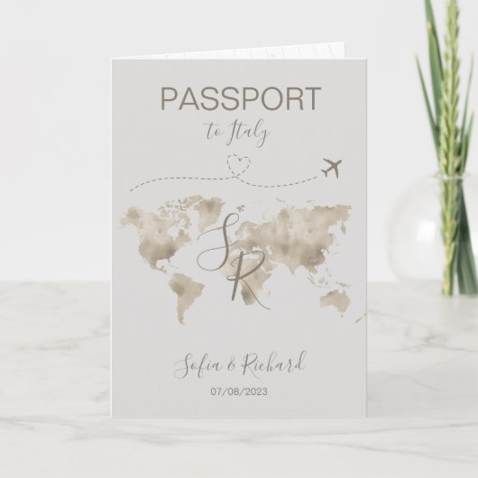 Mariage Voyage Destination Passport Carte du monde (Devant)