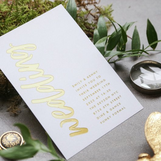 Mariage VRAI OR Foil ultra moderne Invitation
