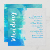 MARIAGE Watercolor Beach Tropical Blue Invitation (Devant / Derrière)