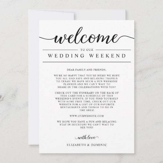 Mariage Week-end Bienvenue et cartes d'identité (Devant)