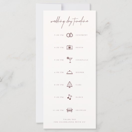 Mariage Week-end Événements Programme et Jour (Dos)