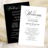 Mariage Welcome Programme de script noir et blanc