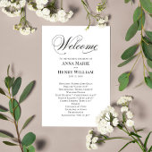 Mariage Welcome Programme de script noir et blanc