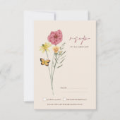 Mariage Whimsical Fleur sauvage rose jaune RSVP (Devant)