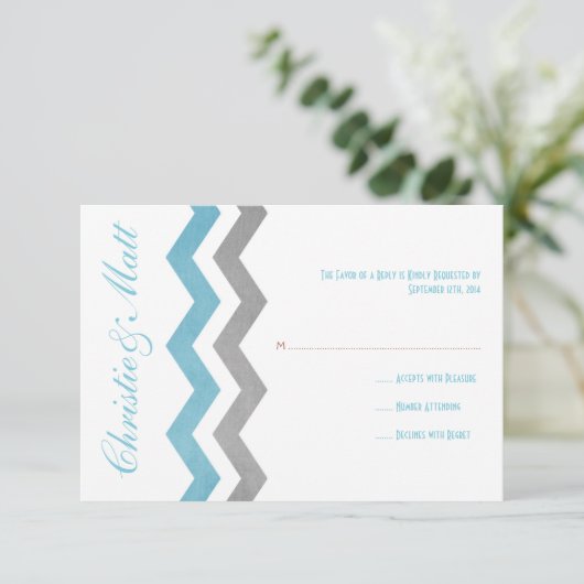 Mariage Zag bleu et gris Zig Zag RSVP (Debout devant)