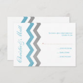 Mariage Zag bleu et gris Zig Zag RSVP (Devant / Derrière)