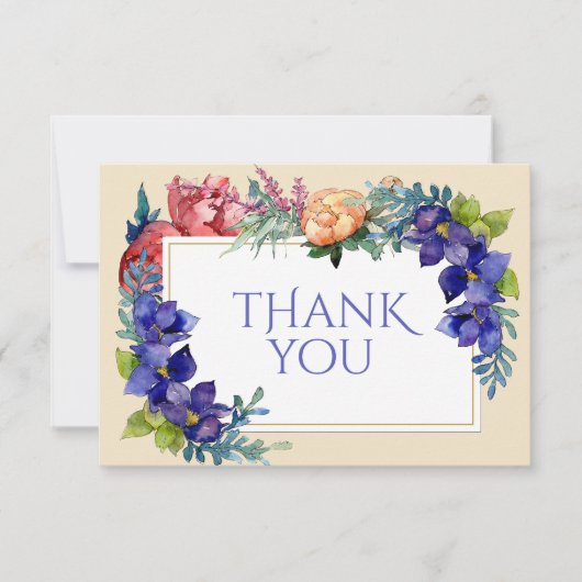 MariageMerci Cartes Bonheur Aquarelle Floral (Devant)