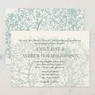 Mariages de Grey and Aqua Tree Invitation personna