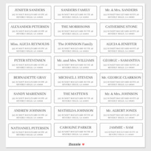 Mariages individuels étiquettes de adresse simples