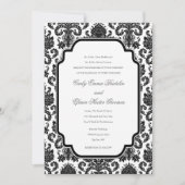 Mariages noirs blancs Damask Customisé Invitation (Devant)