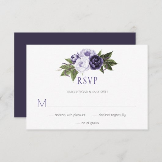 Mariages violets foncés et violets RSVP | (Devant / Derrière)