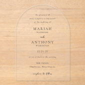 Mariah Minimal Elegant Huwelijk Acryl Uitnodigingen (Voorkant)