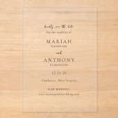Mariah Minimal Elegant Wedding Save the Date Acryl Uitnodigingen (Voorkant)