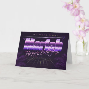 Mariah Nom Prénom carte rétro lilas pour l'anniver