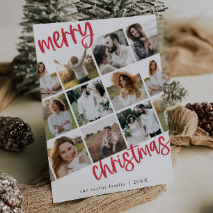 MARIAH Red Unieke Leuke Familie Multi Foto Kerstmi Feestdagenkaart