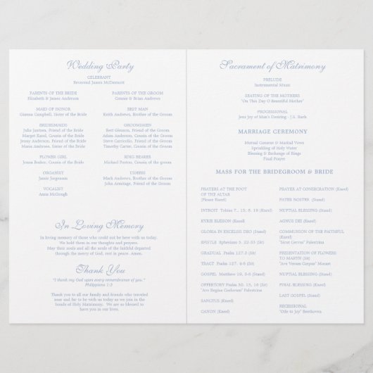 Marian Blue Cross Catholic Wedding Programme (Dos)