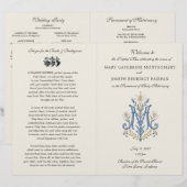 Marian Monogram Latijnse Mis Huwelijksprogramma (Voorkant / Achterkant)