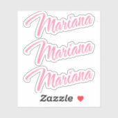 Mariana Decoratieve Naam in Roze x3 Sticker (Vel)