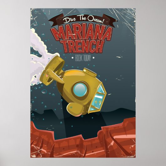 Marianas Trench poster de voyage de dessin animé v (Devant)