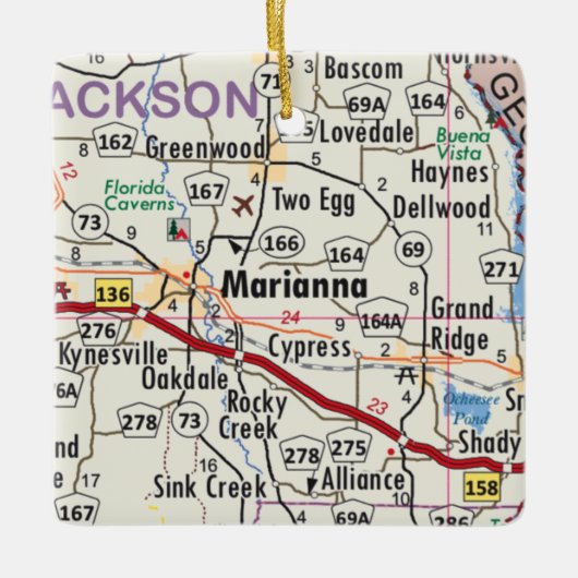 Marianna Florida Map Keramisch Ornament (Voorkant)