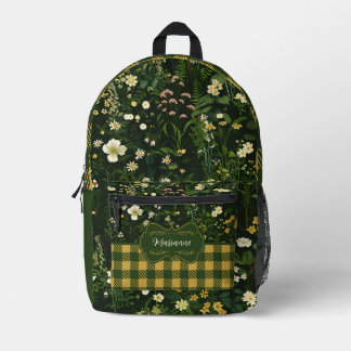 Marianne Dark Daisy Floral Plaid Bedrukte Rugzak