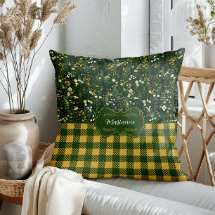 Marianne Dark Daisy Floral Plaid Kussen