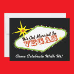 Marié à Las Vegas Wedding Party Invitation<br><div class="desc">Vous êtes marié à Vegas ? Elopement faire-part ou après mariage invitation de réception avec votre texte personnalisé de l'autre côté. Si vous avez quitté ou avez eu un mariage de destination et êtes prêt à organiser une fête de mariage après le fait, customisez cette invitation personnalisée pour votre événement....</div>