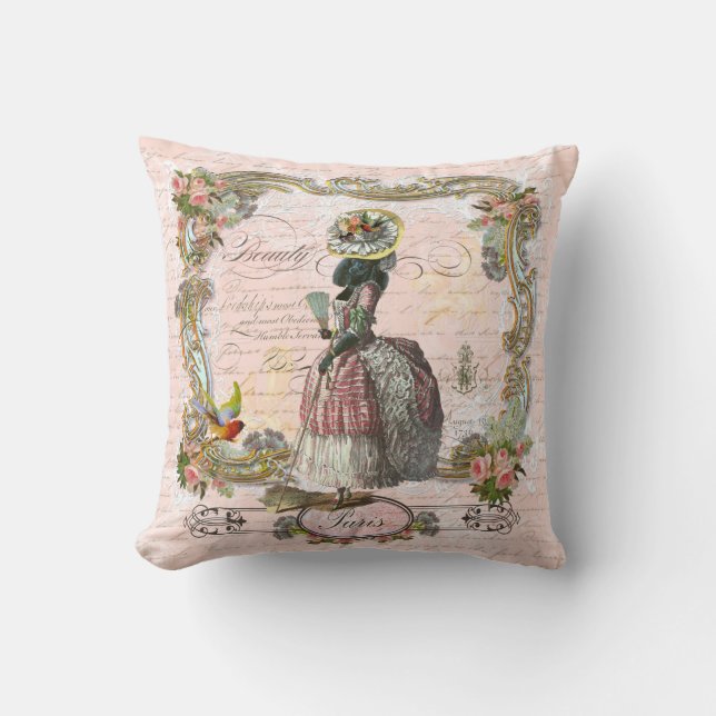 Marie Antoinette Black Poodle Pillow Kussen (Voorkant)