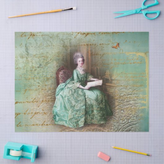 Marie Antoinette Blauwgroen Weefseldocument Tissuepapier (Craft)