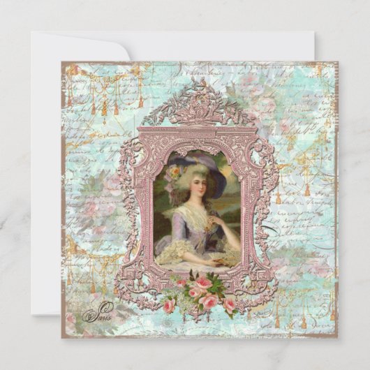Marie Antoinette Bridal Shower Kaart (Voorkant)
