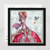 Marie Antoinette Bridal Shower Kaart (Voorkant / Achterkant)