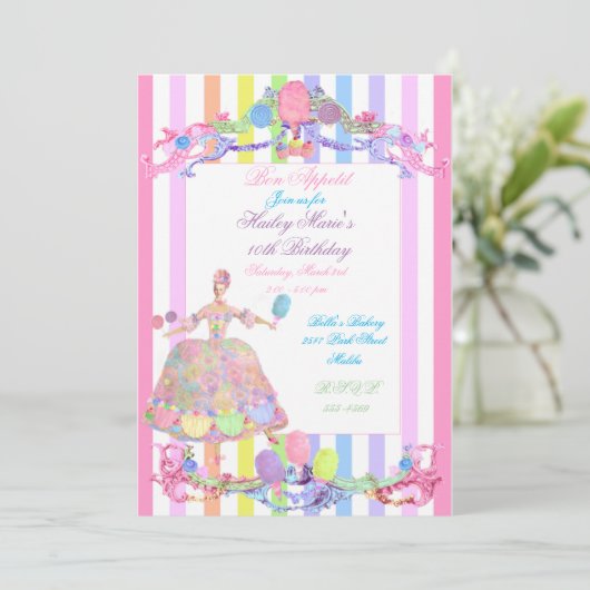 Marie Antoinette candy strepen pastels Frans Kaart (Staand voorkant)