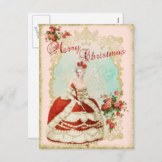 Marie Antoinette Carte postale portrait rose de N (Devant / Derrière)