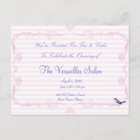 Marie Antoinette En Pink Invitation Cartes Postale (Dos)