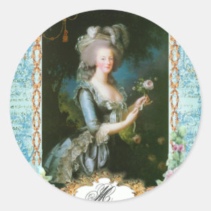 Marie Antoinette en Roze Rozen Ronde Sticker