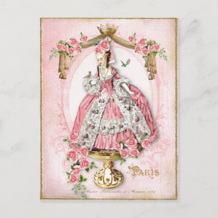 Marie Antoinette, Frans, Parijs, roze, roos, pop Briefkaart