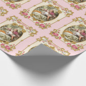 Marie Antoinette French Paris pink rococo roses Cadeaupapier (Hoek)