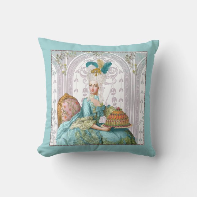 Marie Antoinette in Aqua met Cake Kussen (Voorkant)