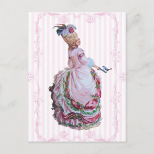 Marie Antoinette in roze uitnodiging Briefkaarten