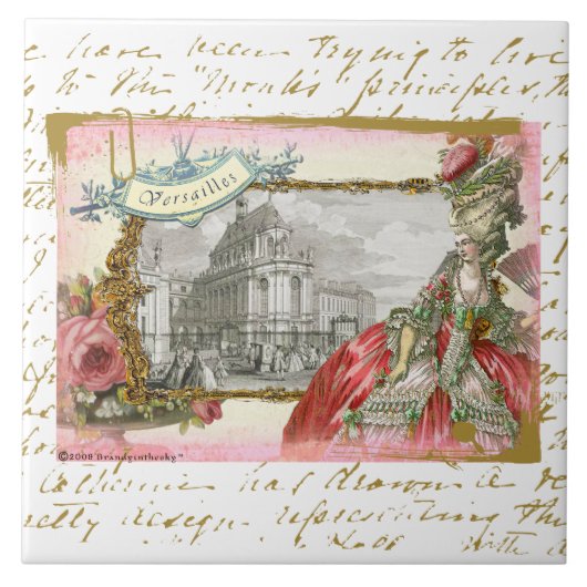 Marie Antoinette in Versailles Collage Art Tile Tegeltje (Voorkant)